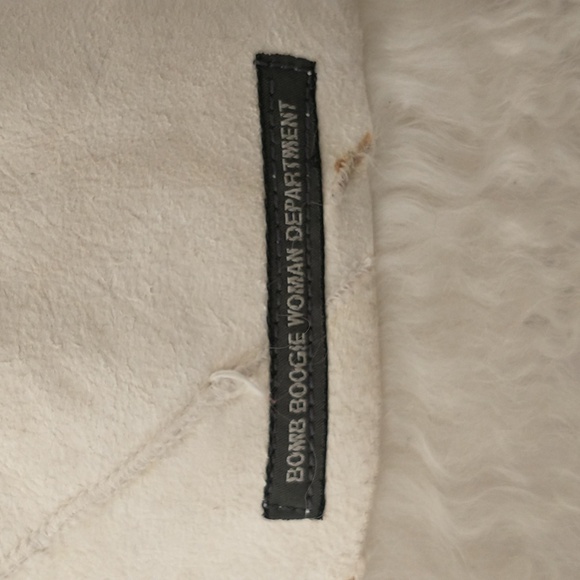 White Mongolian Curly Lamb Fur Coat Reversible to Patchwork Jacket Fun Sexy Real - Picture 4 of 16